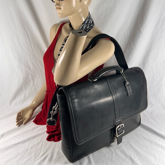 COACH Black Leather Briefcase Messenger Bag - Picture 16 of 16
